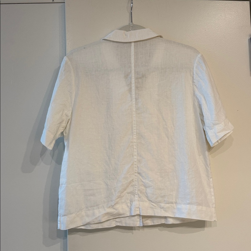 Everlane 100% Linen Camp Collar White Button Down Shirt, size XS - Picture 5 of 7